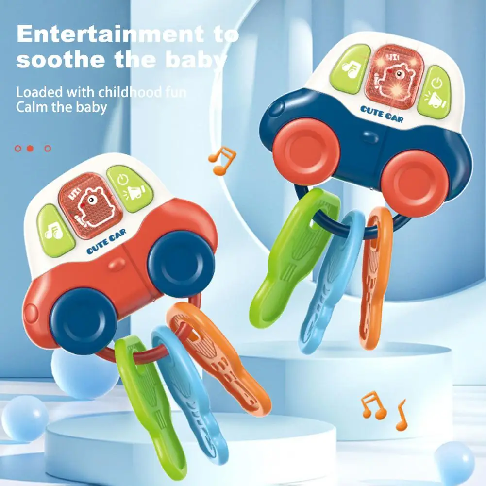 Anello massaggiagengive per bambini giocattolo chiave per auto musicale apprendimento anello massaggiagengive giocattolo musicale con suoni di luci per masticazione infantile per bambini