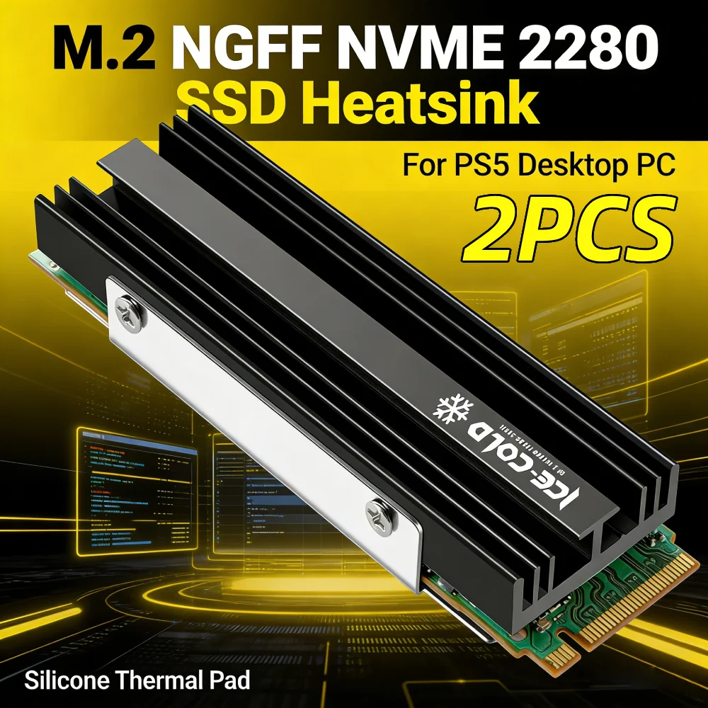 

Радиатор твердотельного накопителя M.2 NGFF NVME 2280, радиатор SSD с силиконовой термопрокладкой, охлаждающий кулер, радиатор для PS5