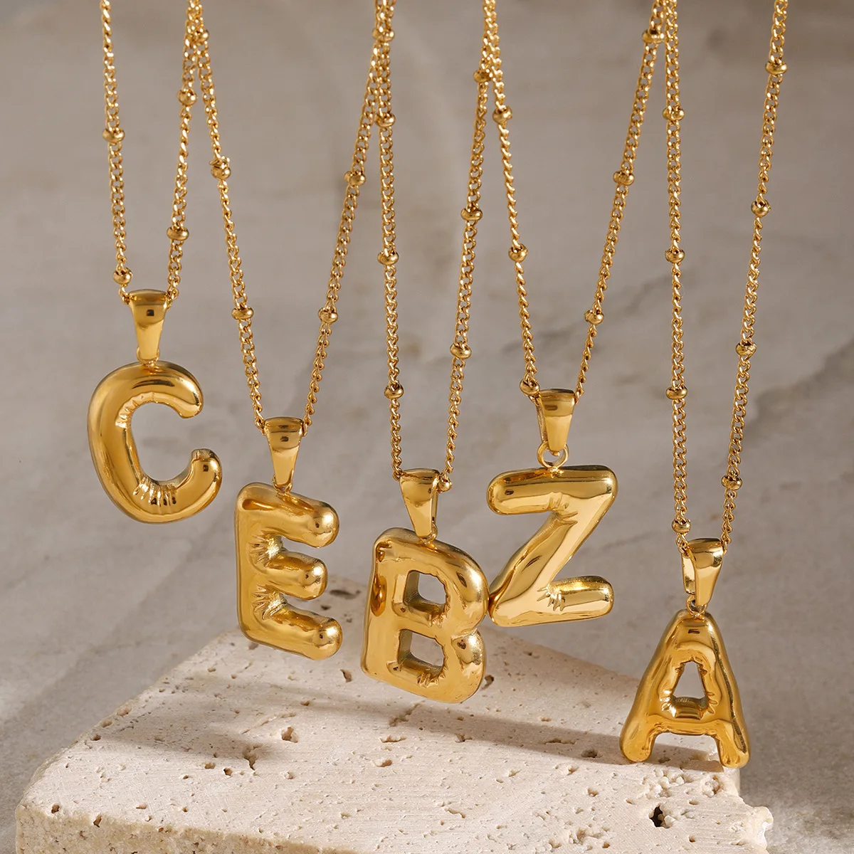 Voleaf 18K Gold Plated 26 Letter Capital Initial Pendant Necklace Stainless Steel  Dainty Alphabet Jewelry
