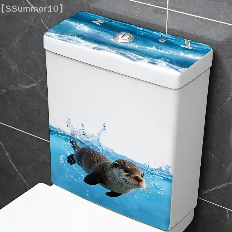 【SSummer10】【xxx】Cute Sea Lion Toilet Sticker Waterproof Bathroom Wall Sticker Self-Adhesive Removable Decals Home Decor DIY【SS】