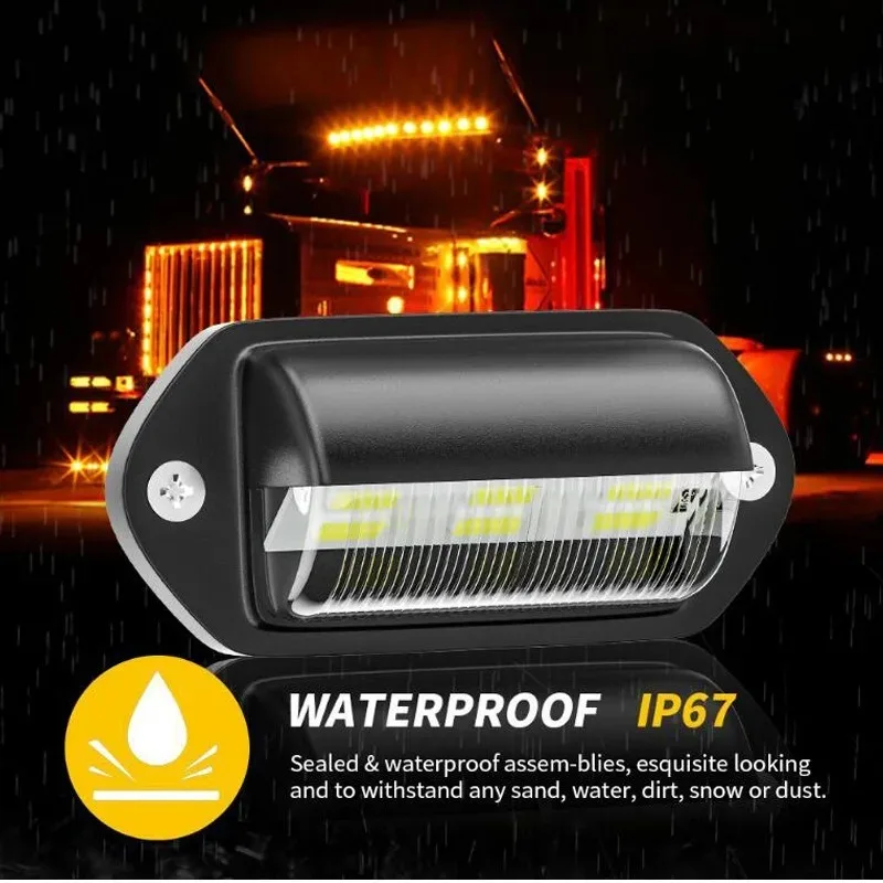 1/2pcs 6LED Car License Plate Light 12-24V White Waterproof Bright Tag Lamp Side Marker for SUV Truck Trailer Bus Van Automotive
