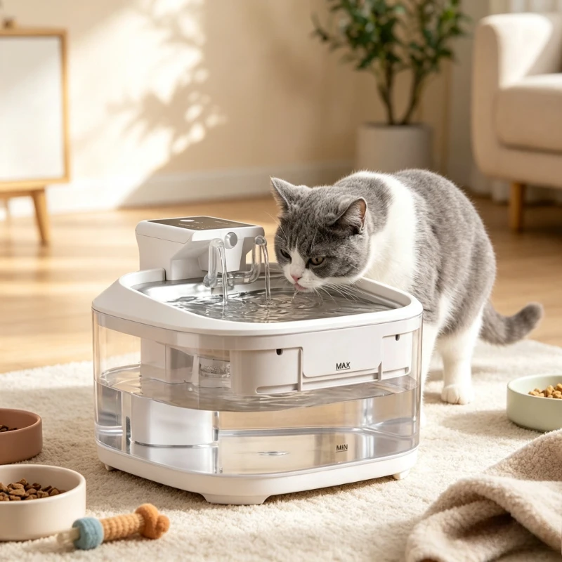 3.2L Wireless Rechargeable Pet Water Fountain Transparent Tank Dual Stream Cat Dog Dispenser 무선 급수기