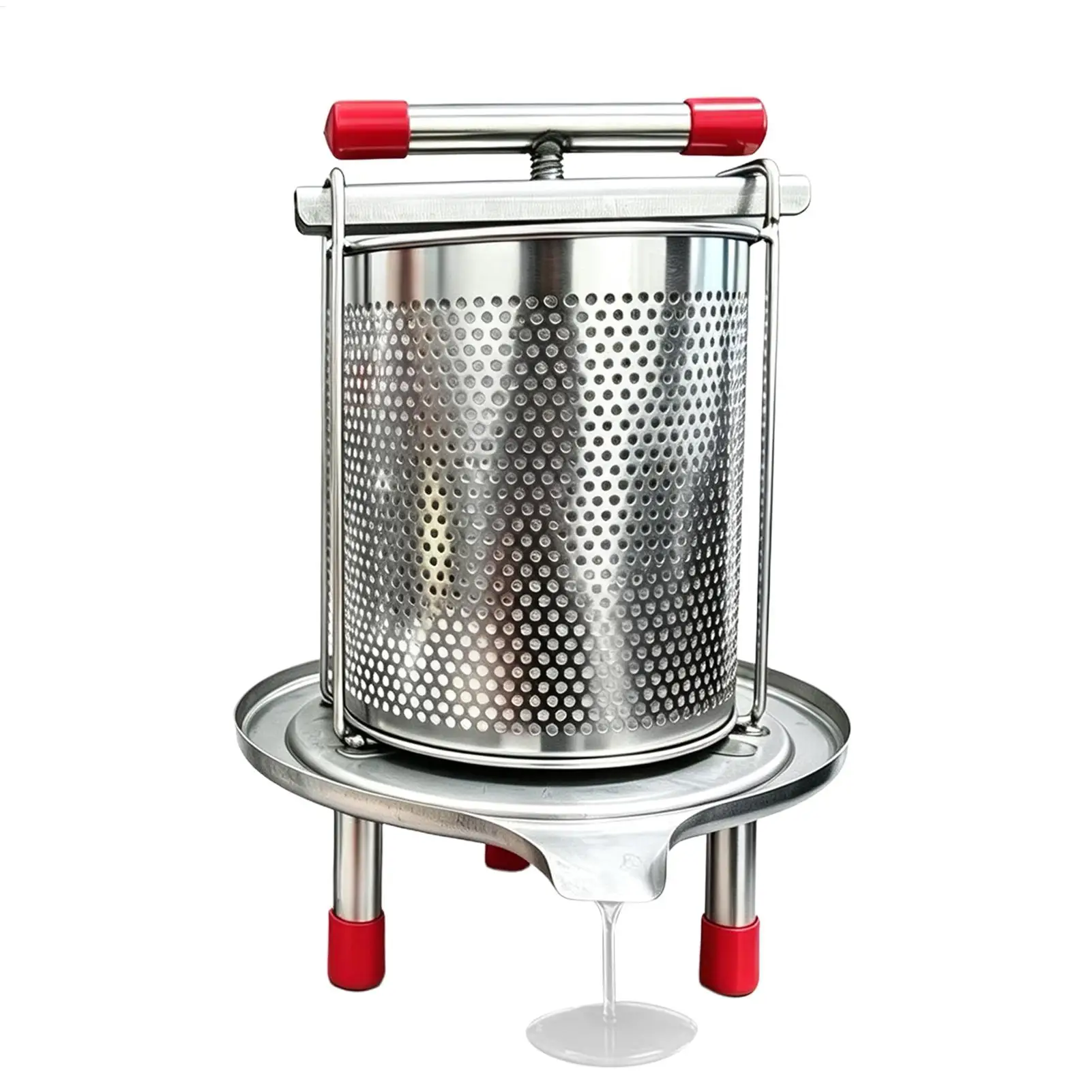 2.8L Fruit Press with Cross-Beam, Manual Stainless Steel Food-Grade Crusher & Cider Juice Maker for Honey Cheese Olive