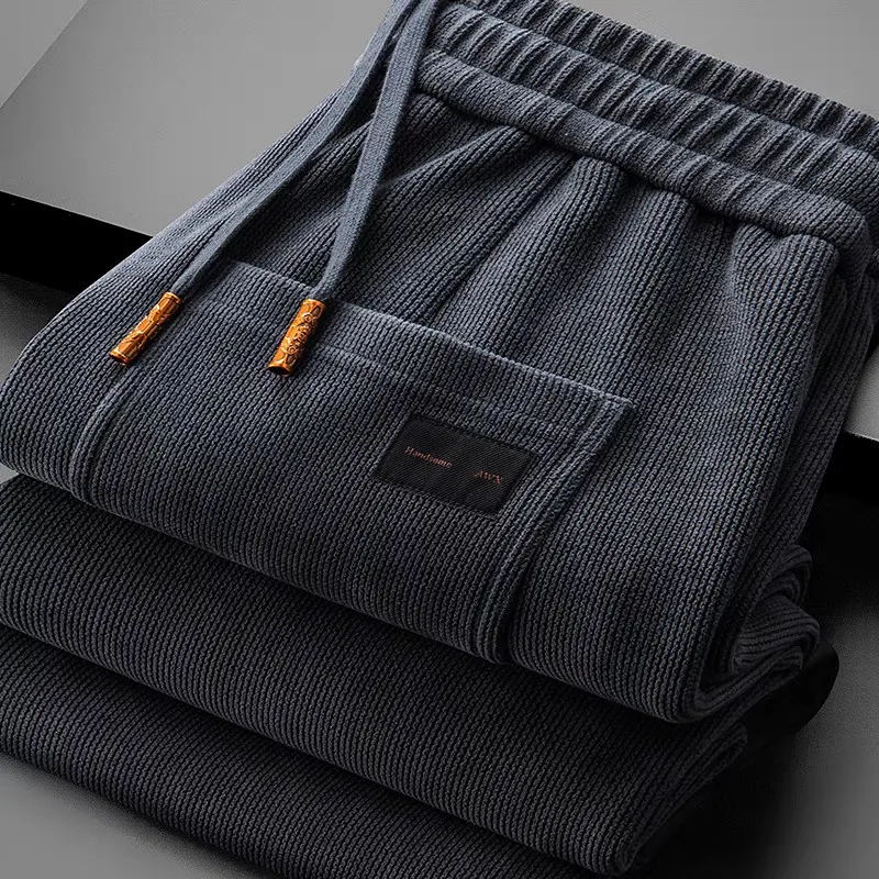 

Thiened Corduroy Leisure Pants Men's Autumn Winter Warm Elastic Waist Sports Loose Straight Leg Pants Faion Urban Sle