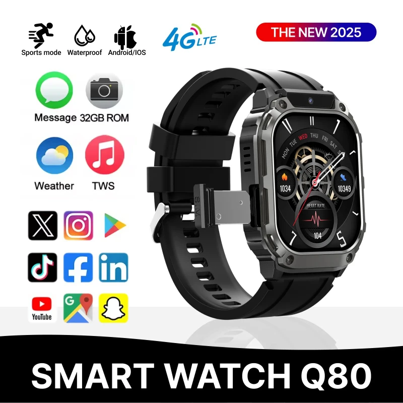 

Смарт-часы Q80 Pro 4G 2025: HD-дисплей 1,955 дюйма, GPS + Wi-Fi, фронтальная камера, видеозвонки, 64 ГБ/128 ГБ ПЗУ, ОС Android, Google Play!»