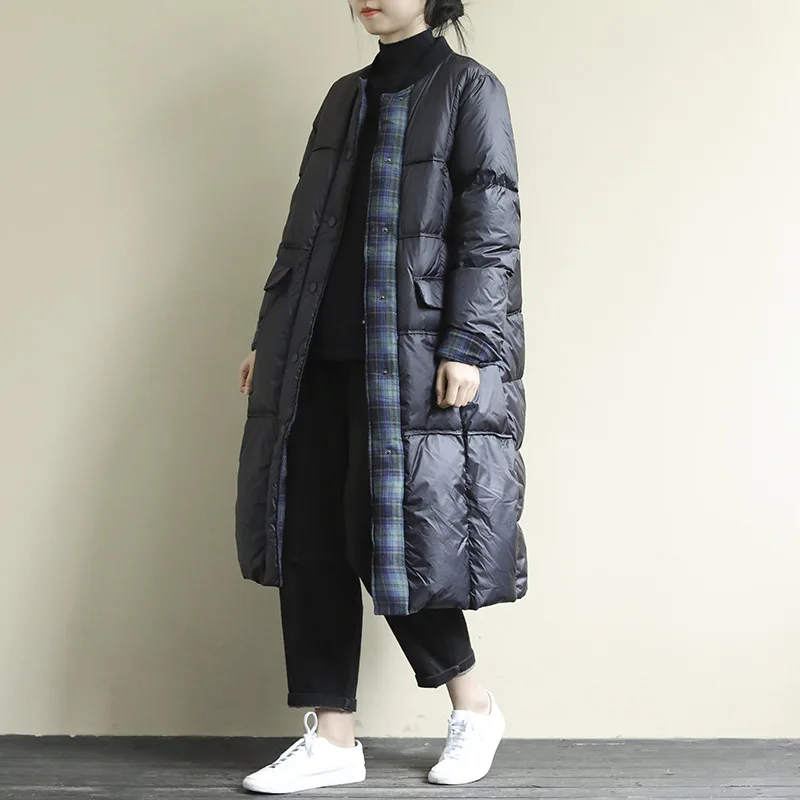 Winter Mode Neue frauen Unten Jacke Lose Pendeln Patchwork Lange Winddicht Unten Jacke