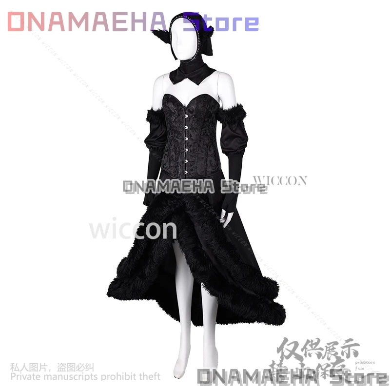Marcille Cosplay Anime donjon Meshi Cosplay Fantasia Costume robe noire Lolita pour filles femmes Halloween noël personnalisé