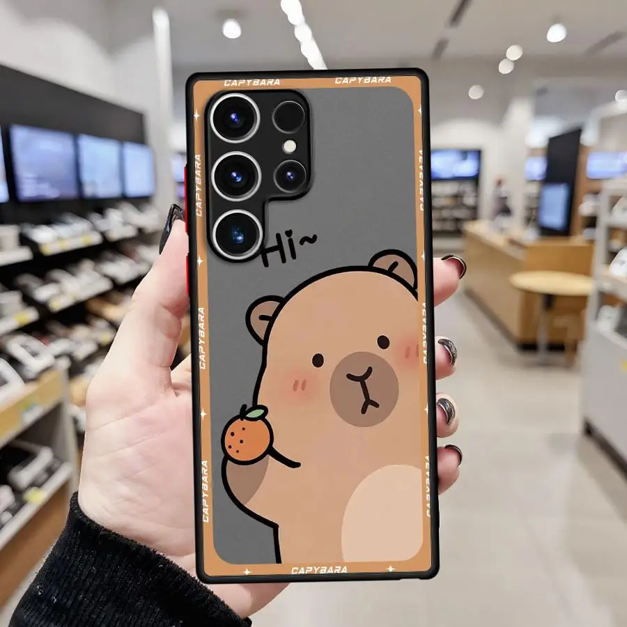 삼성 갤럭시 S21 FE S20 S9 노트 20 10 S23 울트라 S22 플러스 S24 S25 S8용 소프트 커버 케이스 귀여운 카피바라 만화
