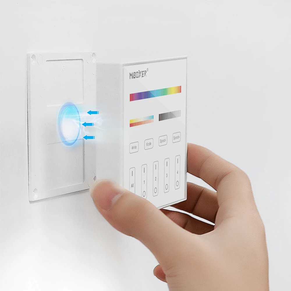 Miboxer B4 2.4GHz Smart 4-Zone 86Touch Panel Adjust Brightness Timable Switch RGB+CCT For Led Controller Panel Light Bulb