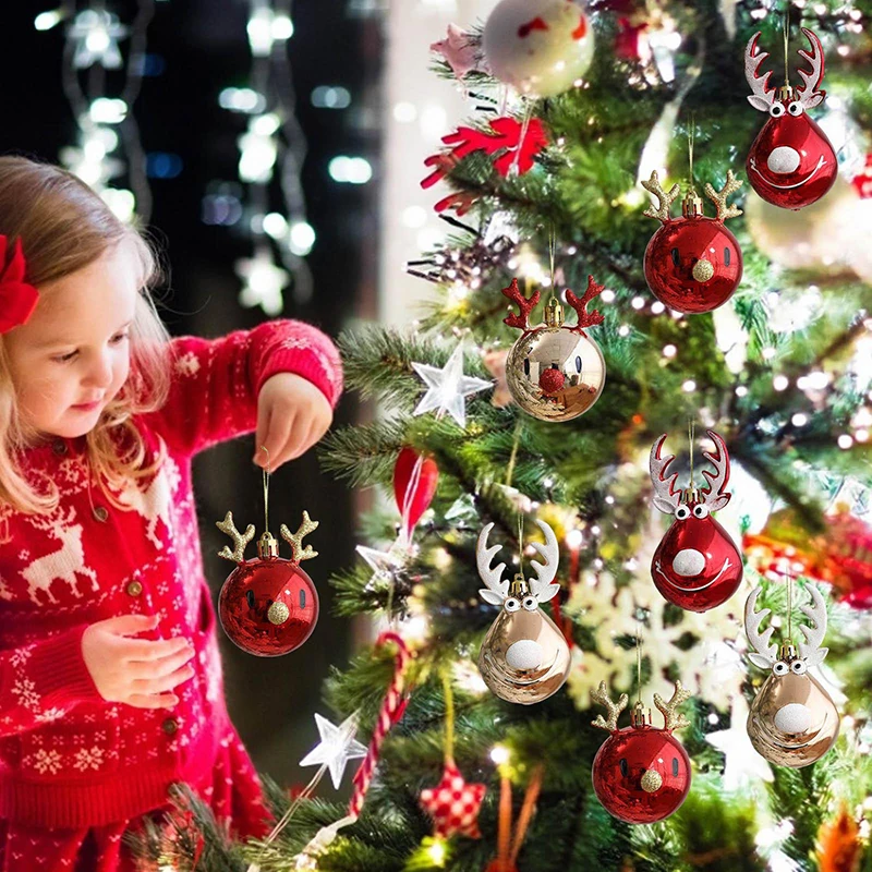 2 stücke Weihnachten Kugeln Ornamente Flitter Anhänger Elch Weihnachten Baum Hängen Kugeln Home