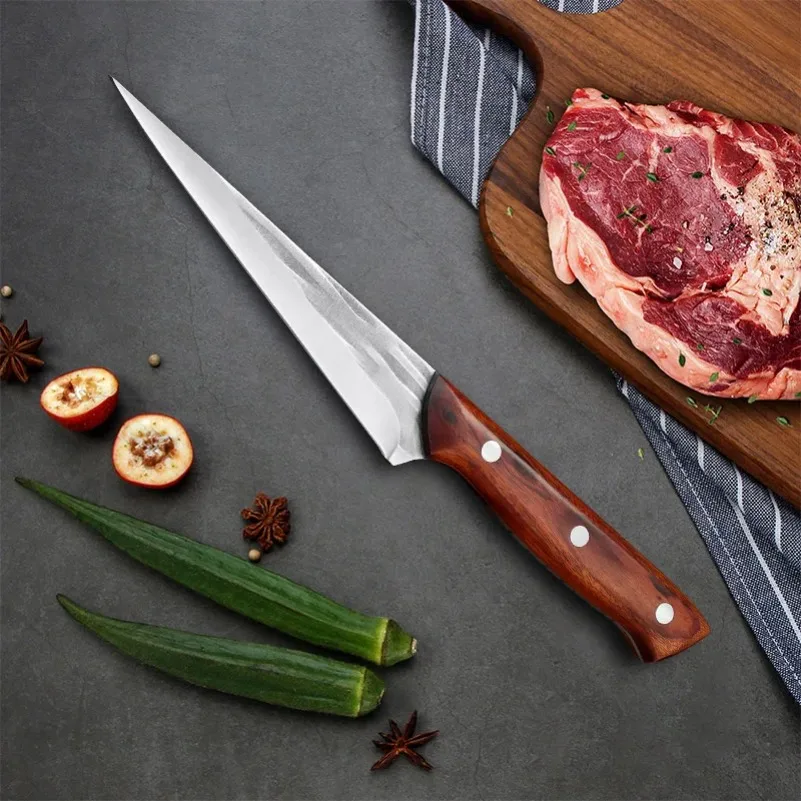 Boning Knife Slicing Fish Fruit Steak Knife Wooden Handle Hand Forge Boning Butcher Knife Chef Cleaver Meat Kitchen Knives Tools
