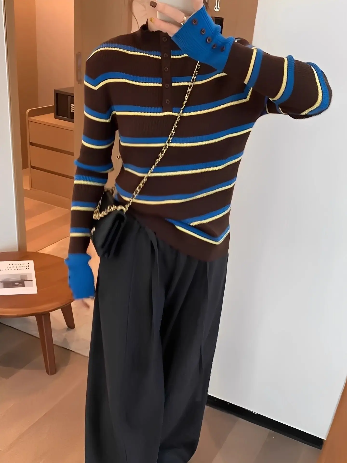 

Pullovers Womens With Zipper Outfit Quality Alt Colorful Line Dancing Embroidered Grunge Fur Tops Cobwebs Sueter Dames All-Match