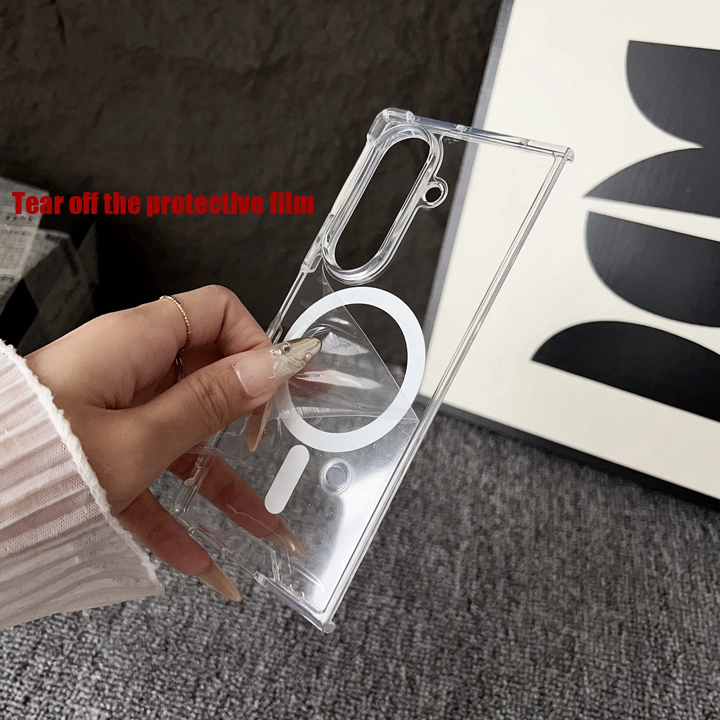 حافظة لهاتف Z Fold7 PC حافظة هاتف مغناطيسية شفافة لهاتف سامسونج جالاكسي Z Fold 7 6 5 4 3 Fold6 Magsafe غطاء شحن حماية وسادة هوائية #5