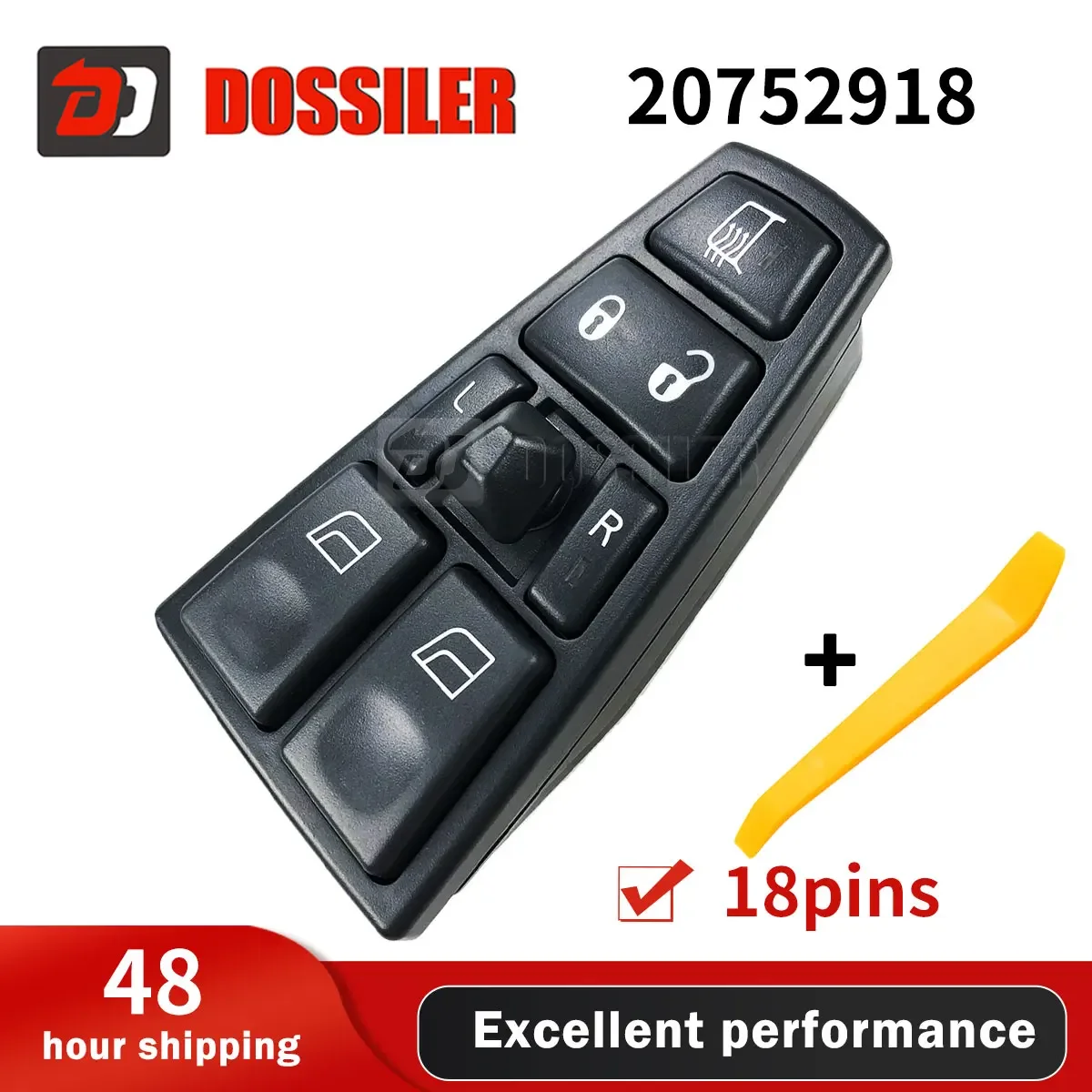 

20752918 Dossiler Drive Passenger Side Power Window Switch Control Button For Volvo Truck FH12 FM VNL 20953592 20752919 21543901