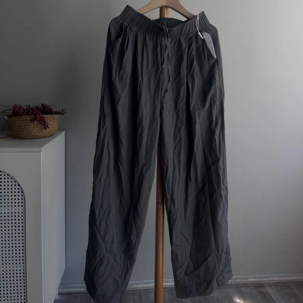 Pantalones largos de pierna ancha de verano, pantalones holgados de corte recto de cintura alta, pantalones casuales de pierna ancha de cintura alta