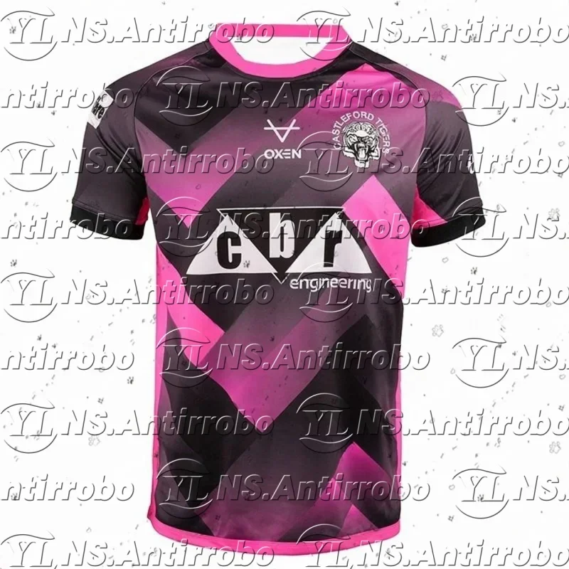 

MOTO Rugby 25 Men And Women New Castleford Tigers Sportswear England Fashion Short Sleeved Loose Breathable Quick Drying T-Shirt
