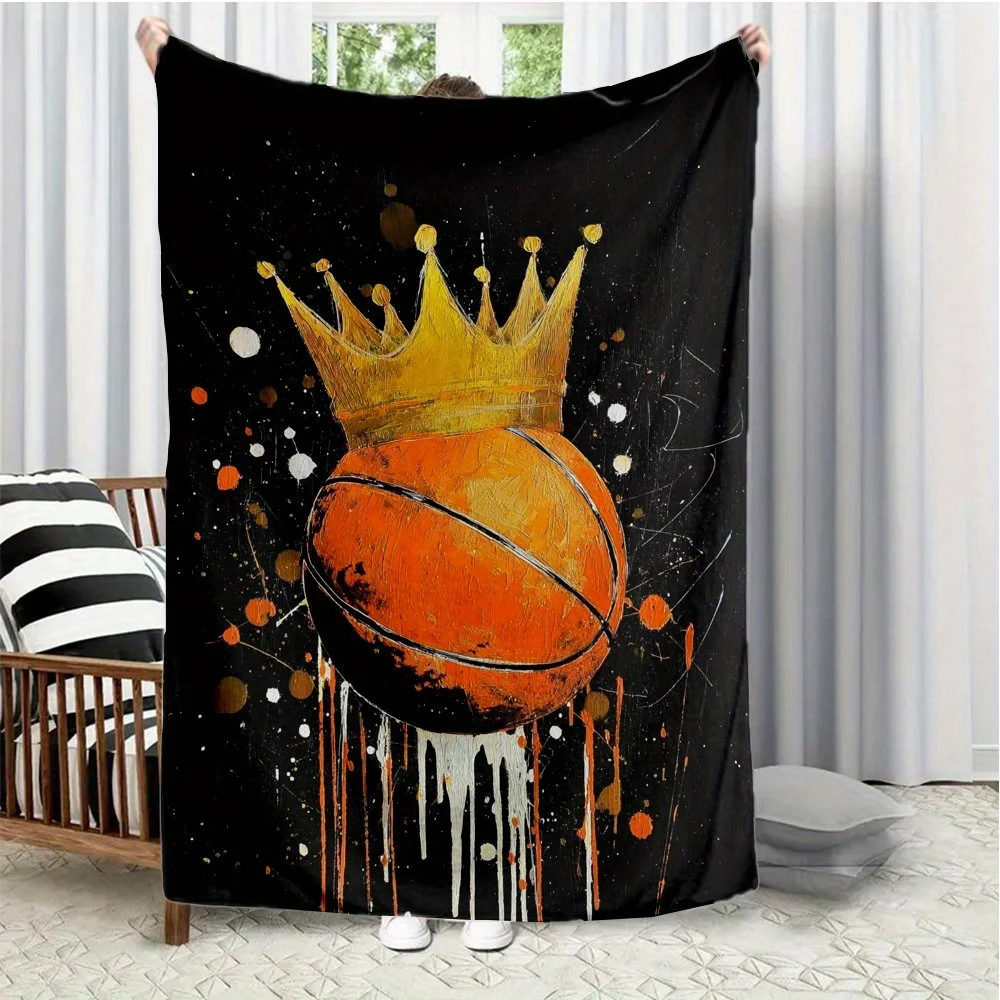 Basketball King Vector Art Flannel printed blanket suitable for all seasons suitable for living room office sofa and travel