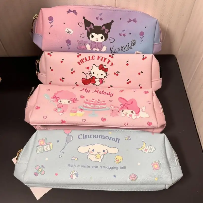 

Sanrio Kawaii Kuromi Devil My Melody Cinnamoroll Gemini Pu Ручка Сумка Love Iron Buckle Powder Cat Girl косметичка канцелярская сумка