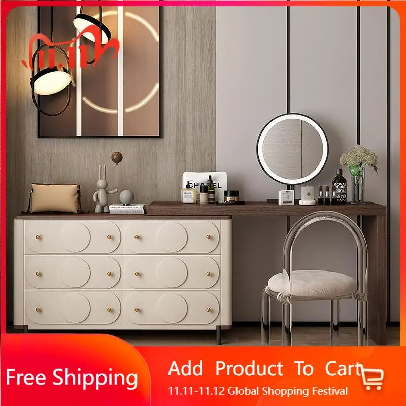 

Desk Makeup Vanity Table Bedroom Drawers Mirror Modern Women Study Cabinet Dressing Table Wood Girl Penteadeira Home Furniture