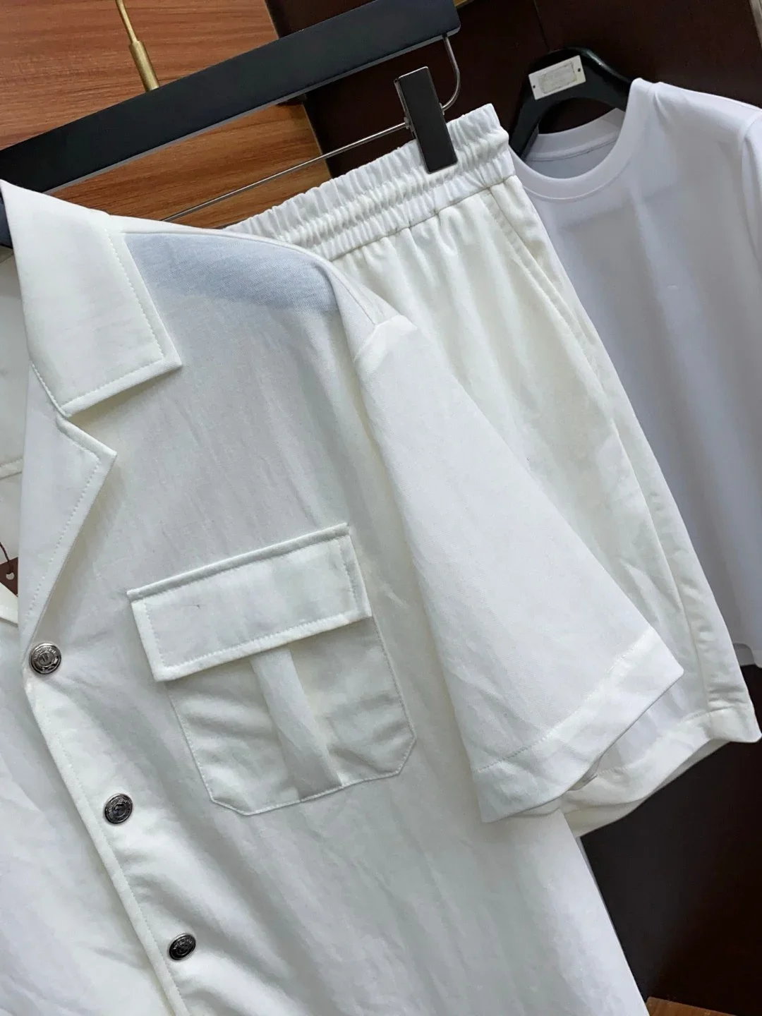 

LP wind cotton and linen shirt five-point shorts casual suit