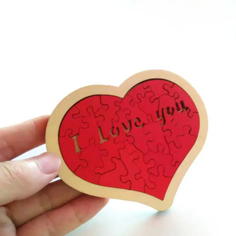 

1Set Wooden Heart Puzzle Educational DIY Puzzle Valentine's Day Gift Kids Learning Hand-Eye Coordination Logic Game