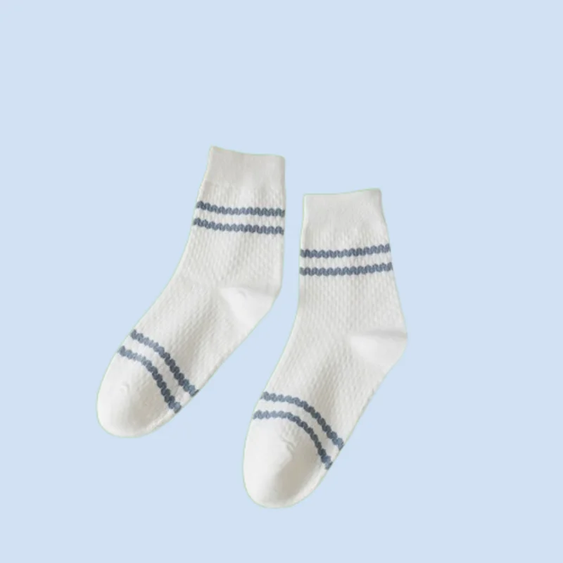 

3/6 Pairs Four Seasons Striped All-match Middle-tube Socks Corrugated Jacquard College Style Socks Autumn and Winter Men's Socks