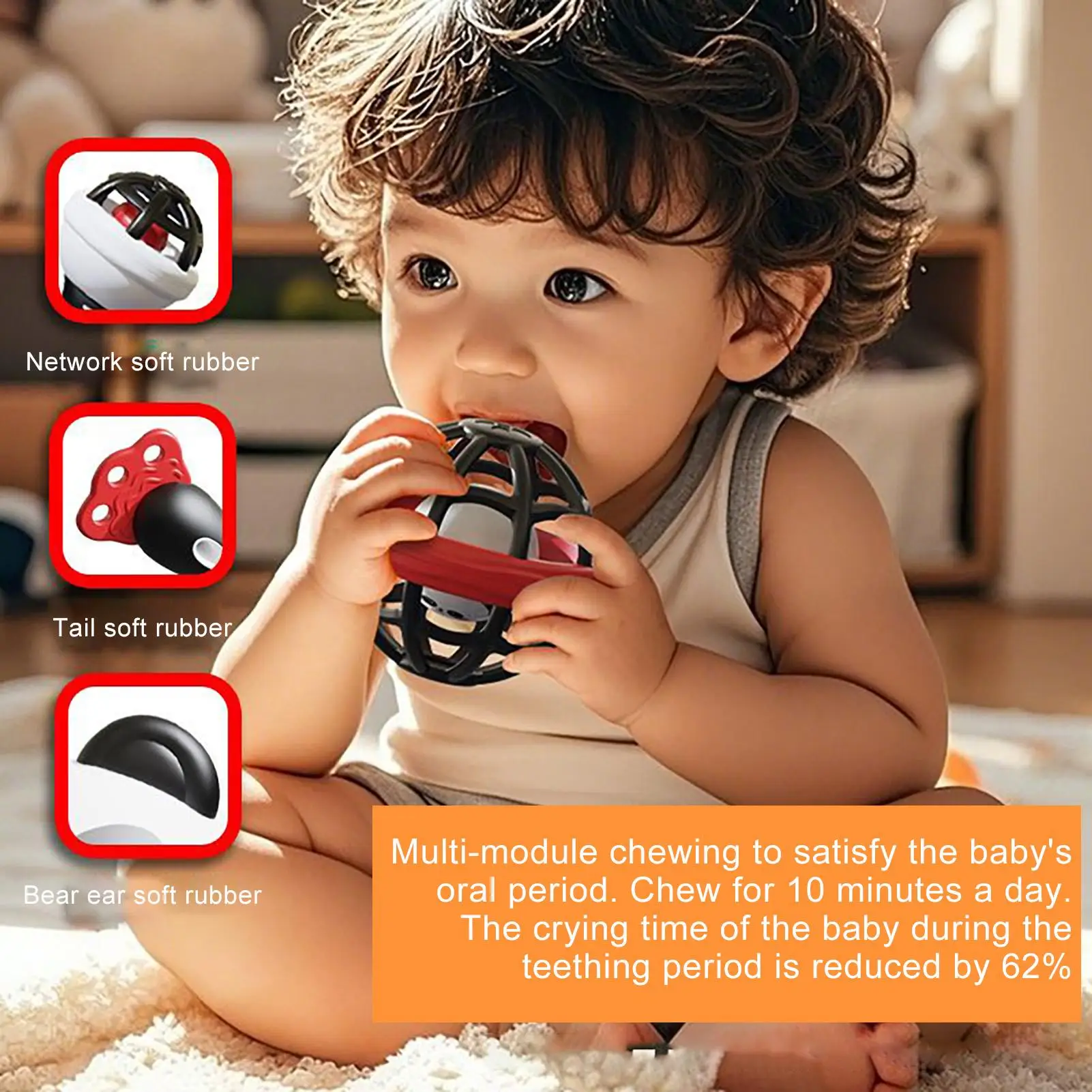 Baby Rattles Panda Easy-Grasp Rattles Musical Instruments Sensory Teether For Playtime Early Childhood Development Nursery