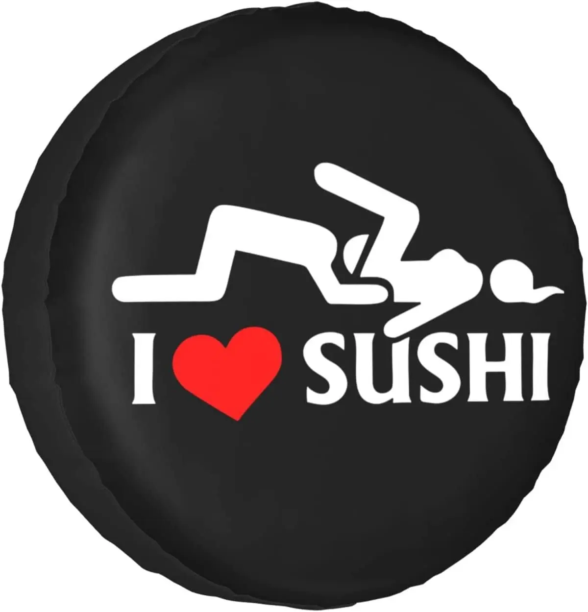 

I Love Sushi Tire Cover Waterproof Dustproof Sun Protection Spare Tire Cover, for Trailer Rv SUV Truck Cars Wheels 16 inch