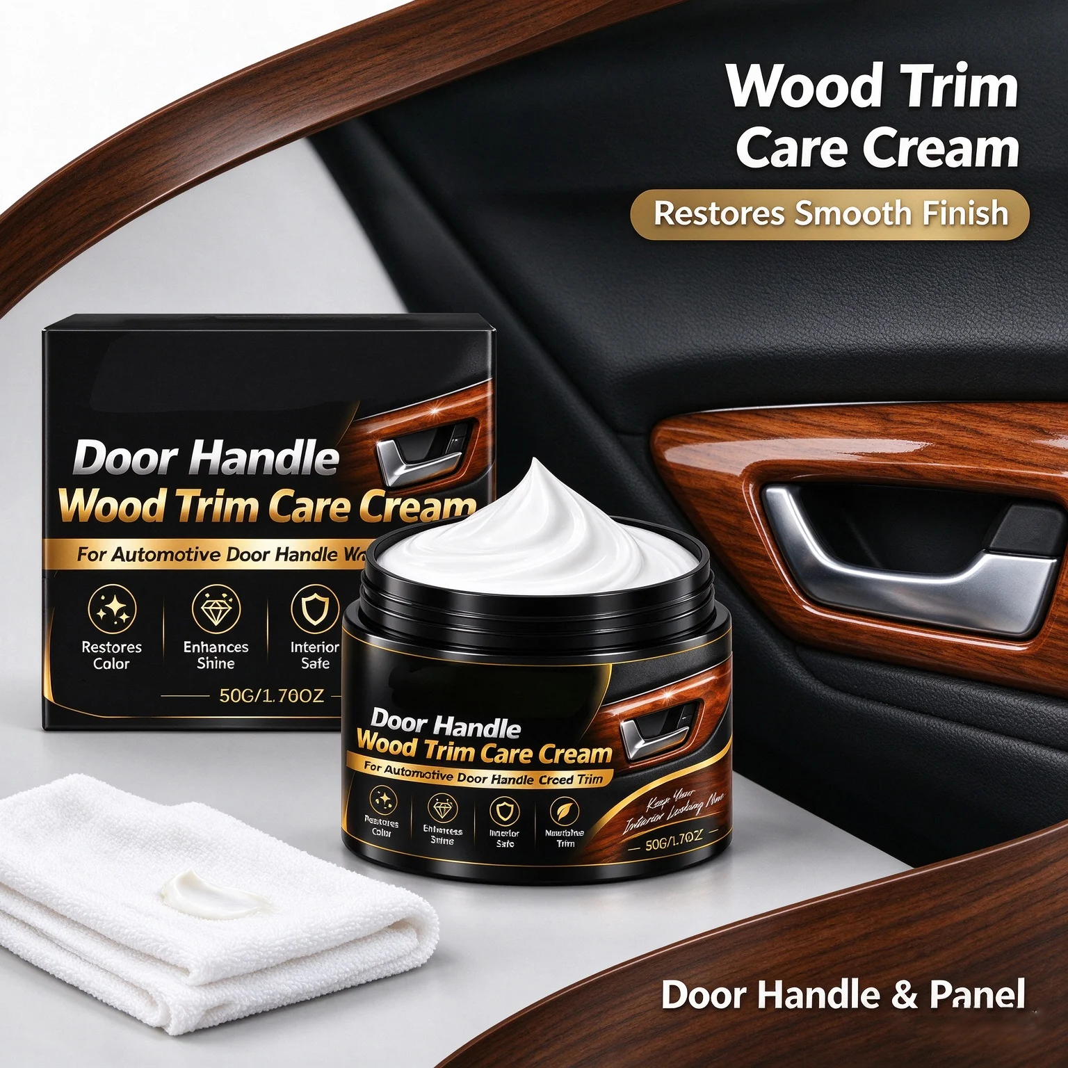 Car Chrome Restoration Paste Nourishes Faded Surfaces Restore Original Color Prevent Aging Auto Door Handle Wood Trim Care Cream