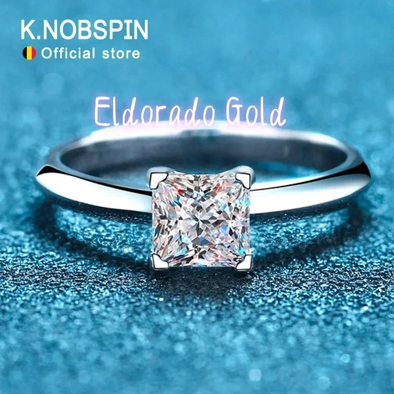 

Eldorado Gold New Pricess Cut Moissanite Ring 925 Sterling Sliver 1CT 2CT D VVS1 Lab Diamond with GRA Fine Wedding Rings for Wo