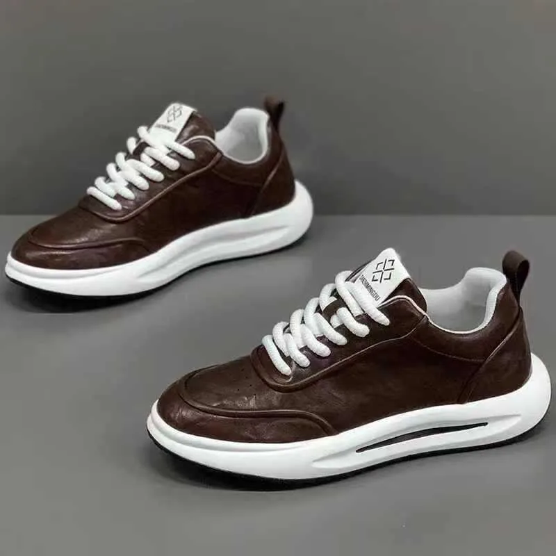 Nuevos zapatos clásicos de lujo para hombre, zapatos informales de cuero antideslizantes y cómodos para jóvenes, Zapatillas Retro para correr para hombre