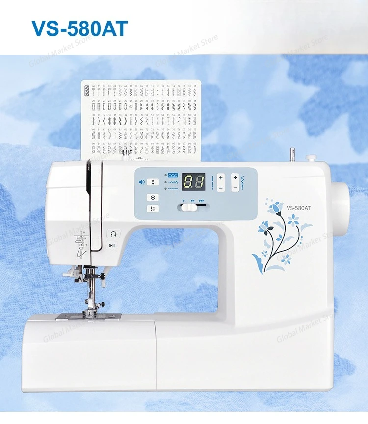 ماكينة خياطة منزلية إلكترونية VS-580AT مع غرزة قفل، كهربائية أوتوماتيكية بالكامل، مناسبة لجهد 110 فولت - 220 فولت #5