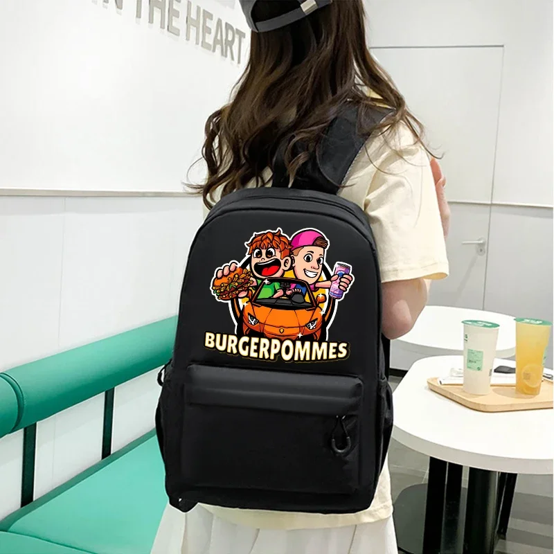 Burgerpommes Icrimax Backpack Student Cartoon Anime Pattern Schoolbag Boy Girl Portable Large Capacity Storage Stationery Bag