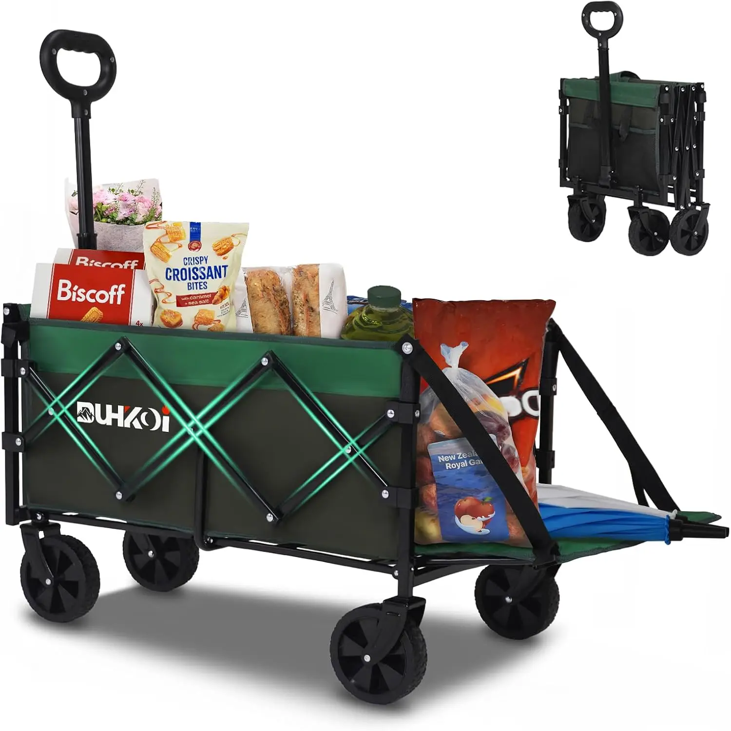 

Collapsible Tailgate Wagon with Wheels Compact Size Folding Utility Cart 380LBS Capacity for Garden Grocery Beach Camping u2013