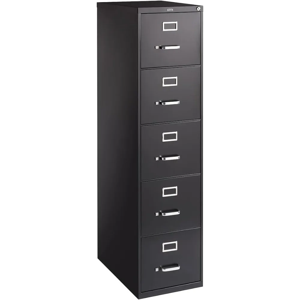 

Commercial 5 Drawer Vertical File Cabinet, 5 Drawer Vertical File Cabinet Holds Letter-Sized Documents, Black