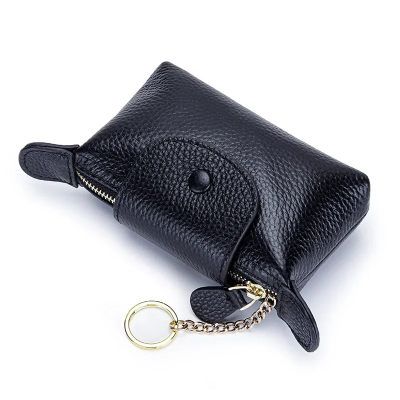 

Luxury Women Mini Cow Leather Wallet Zipper Coin Purse Small Female Keychain Pouch Gold Ingot Shape Card Money Bag Chic Clutch