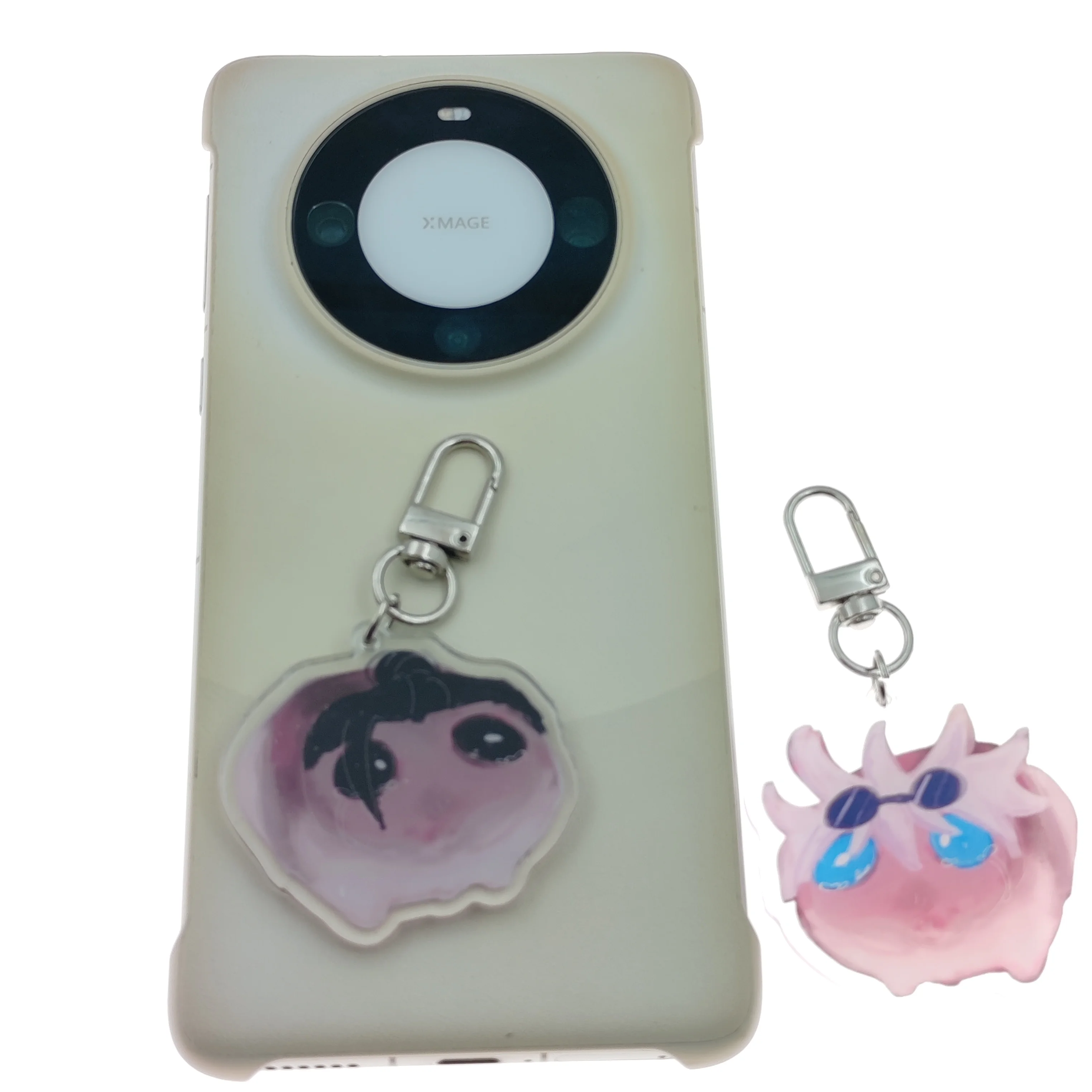 JJK Sad Hamster Meme Keychain, Anime-Inspired Student Couple Charm, with Blue Eyes, for Phone & Bag Decoration