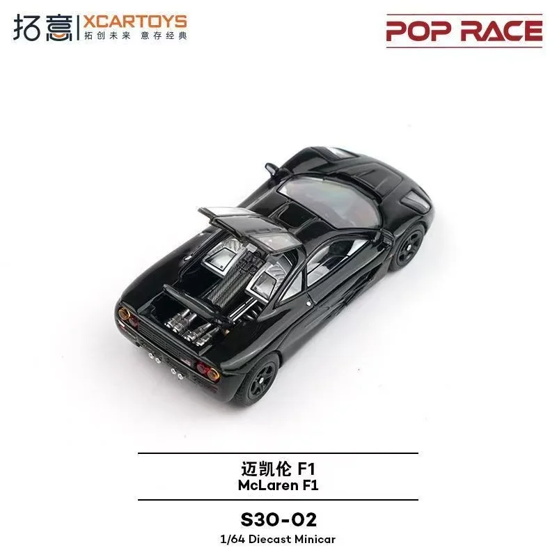 POP RACE 1:64 McLaren McLAREN F1 Coperchio aperto, Nero, Modello di auto in lega S30-02