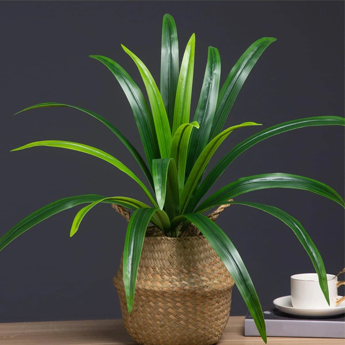50–65 cm künstliche Magnolienpflanzen, tropischer Drache, Bart, Gras, gefälschte Orchideenblätter, grüne Schwertblätter für Zuhause, Büro, Party-Dekoration – Detail 2