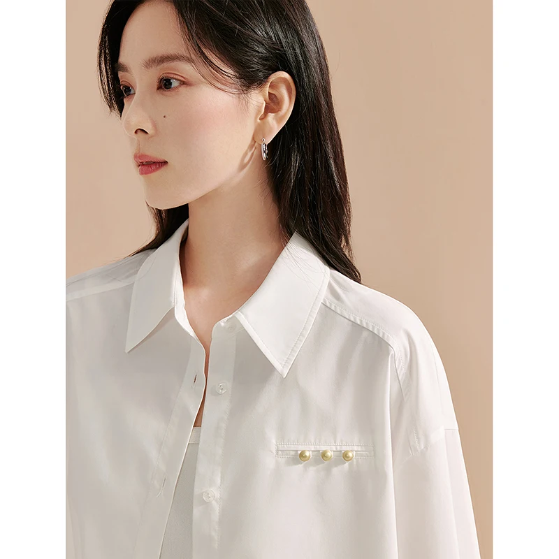 INMAN Casual Women's Shirts 2024 Autumn Women's New Loose  long-sleeved shirts  blouses Simple Button Drawstring design