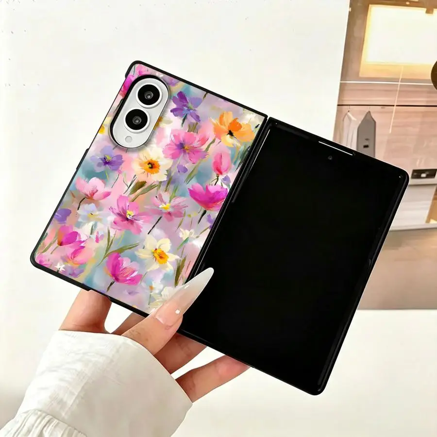 Luxury Phone Cover Case for Samsung Galaxy ZFold Wide Z Fold8 Wide Z Fold 8 ZFold8 Cartoon Retro Flowers