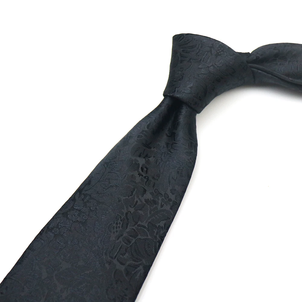 2025 New Floral White Neck Ties For Men Luxury Black Neckties Wedding Tuxedo Pocket Square Polyester Jacquard Bowties Soft Hanky
