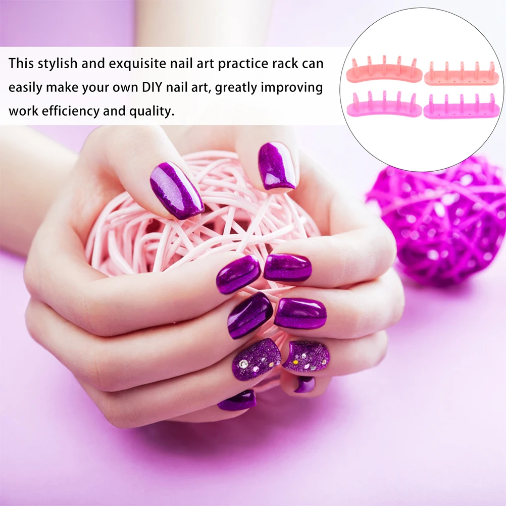 

4Pcs False Nail Tip Stand Professional Manicure Practice Rack Plastic Nail Art Display Holder for DIY Polish Training Tools