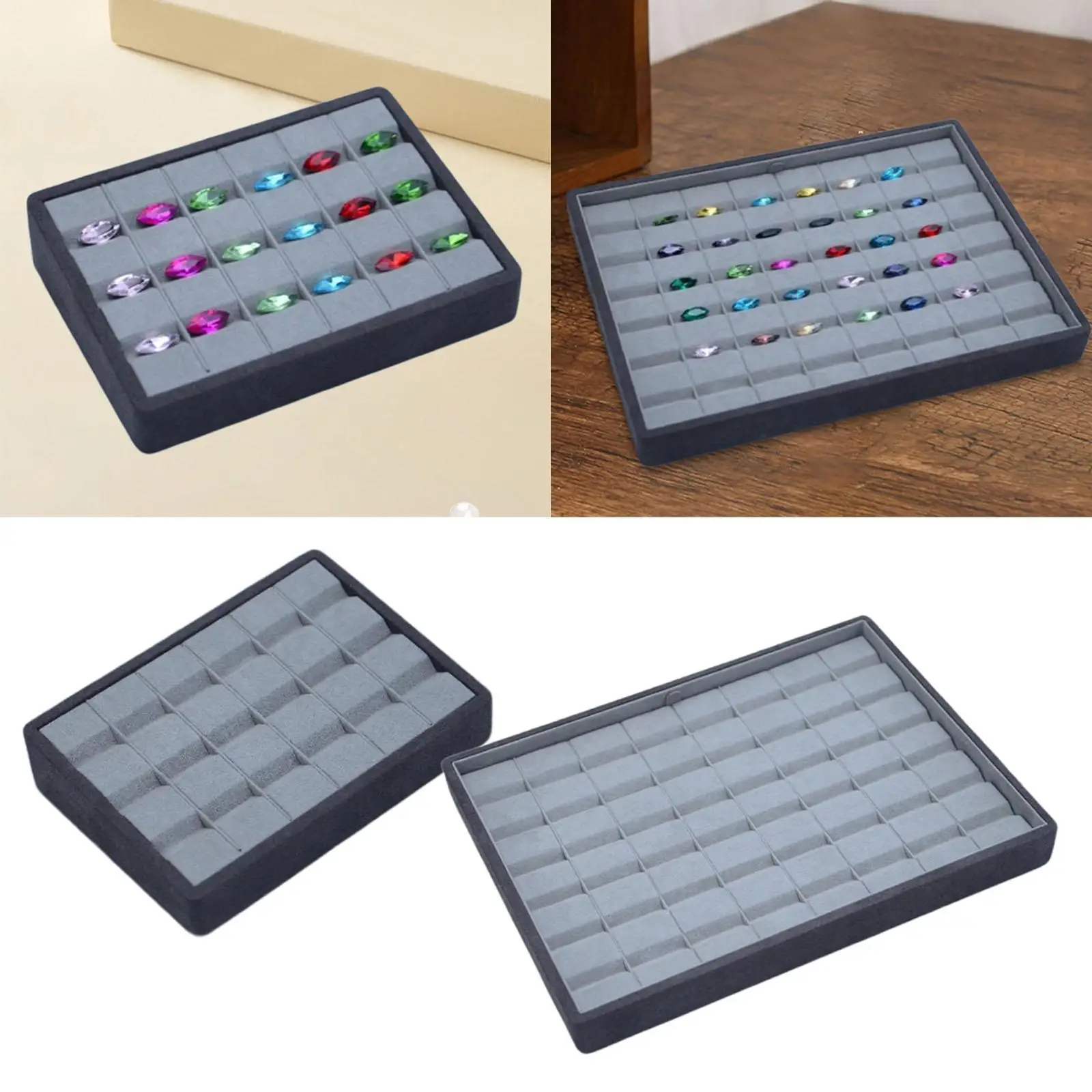 Gemstone Display Tray Showcase Multifunction Portable Jewelry Display Tray for Dresser Shopping Mall Stores Live Broadcast Home