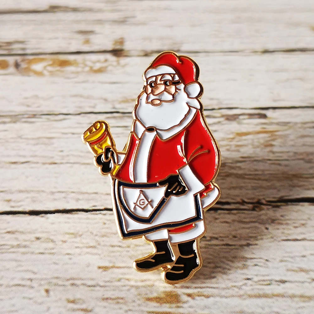 Masonic Lapel Pins Freemasonary Badge Mason Freemason Order of the Eestern Star Christmas tree Santa Claus  Brooch for Festival image 5
