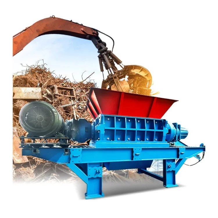 high quality industrial waste small double shaft scrap fine metal shredder for sale