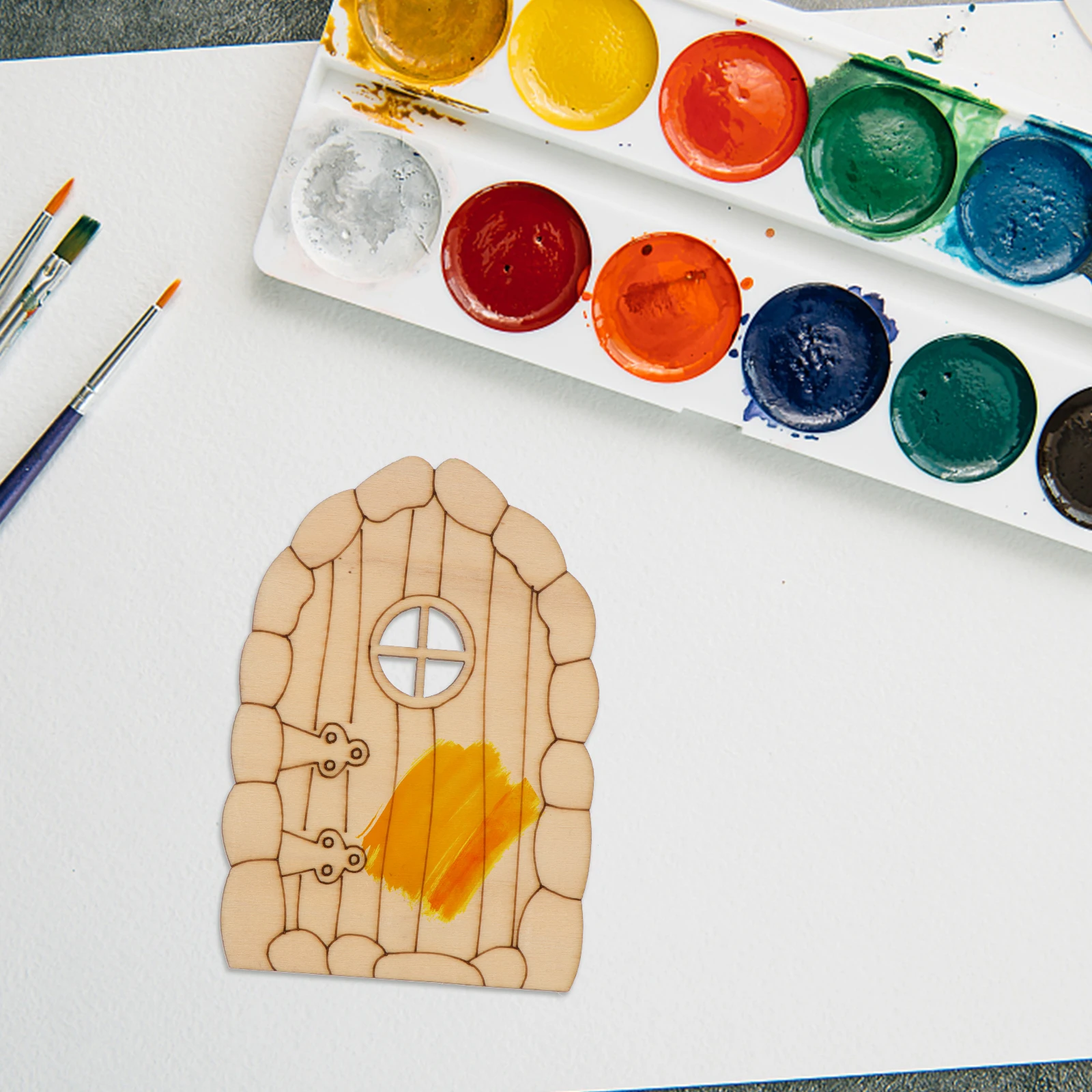 

Wood Boards Graffiti Accessory Unpainted Fairy House Doors DIY Materials Kids Painting Toys