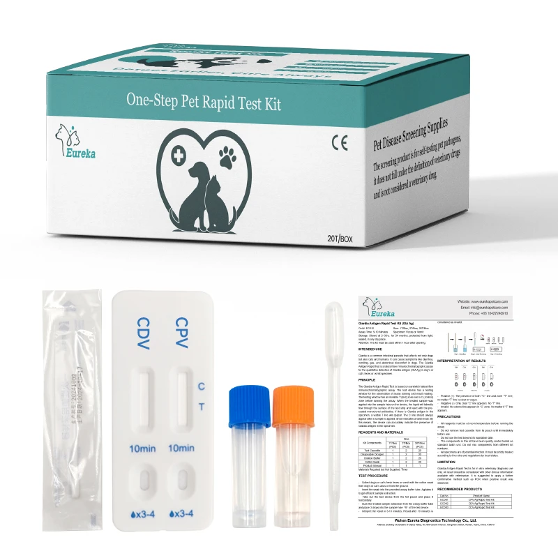20Pcs Dog Parvovirus Distemper Giardia Antigen Rapid Test Kit Canine CDV CPV TOXO Heartworm CHW Diagnostic Vet Test Paper