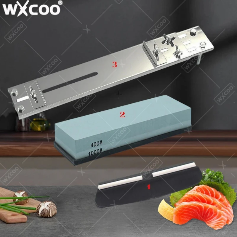 WXCOO – aiguiseur de couteaux d'évier en acier inoxydable, accessoires de meule, pierre à aiguiser à longueur réglable, support d'affûtage de Base antidérapant
