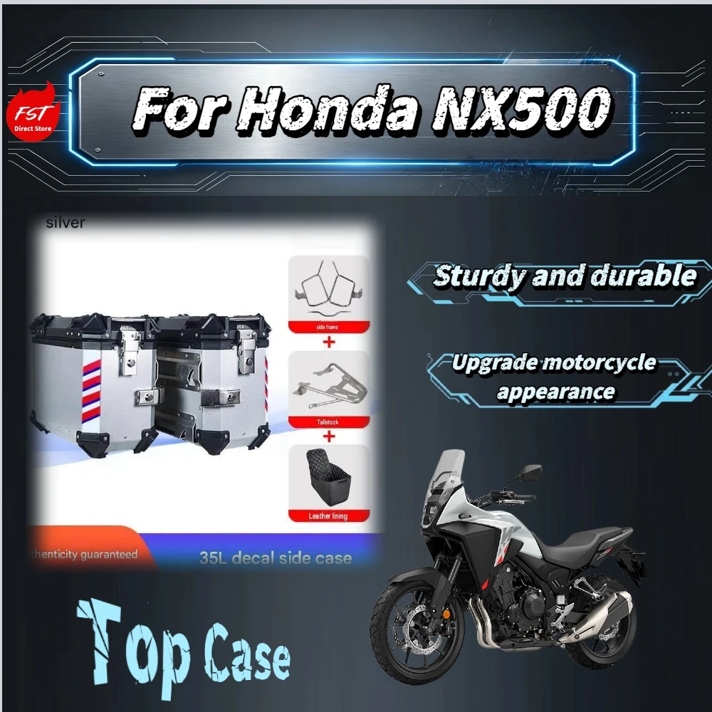 For Honda NX500 Motorcycle Aluminum 3‑Box Kit Waterproof Anti‑Drop Top & Side Panniers Adventure Touring Mod Accessories
